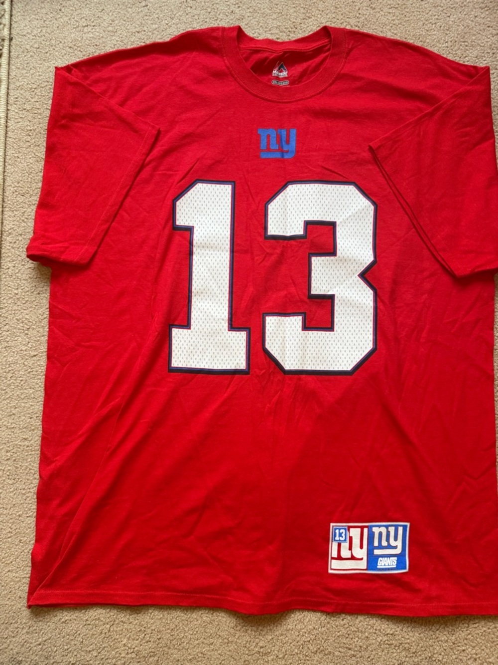 Majestic New York Giants Red Short Sleeve Number 13 Tee